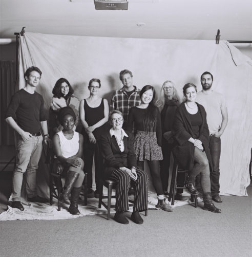 Black and white photo of a group of Logan Nonfiction fellows.