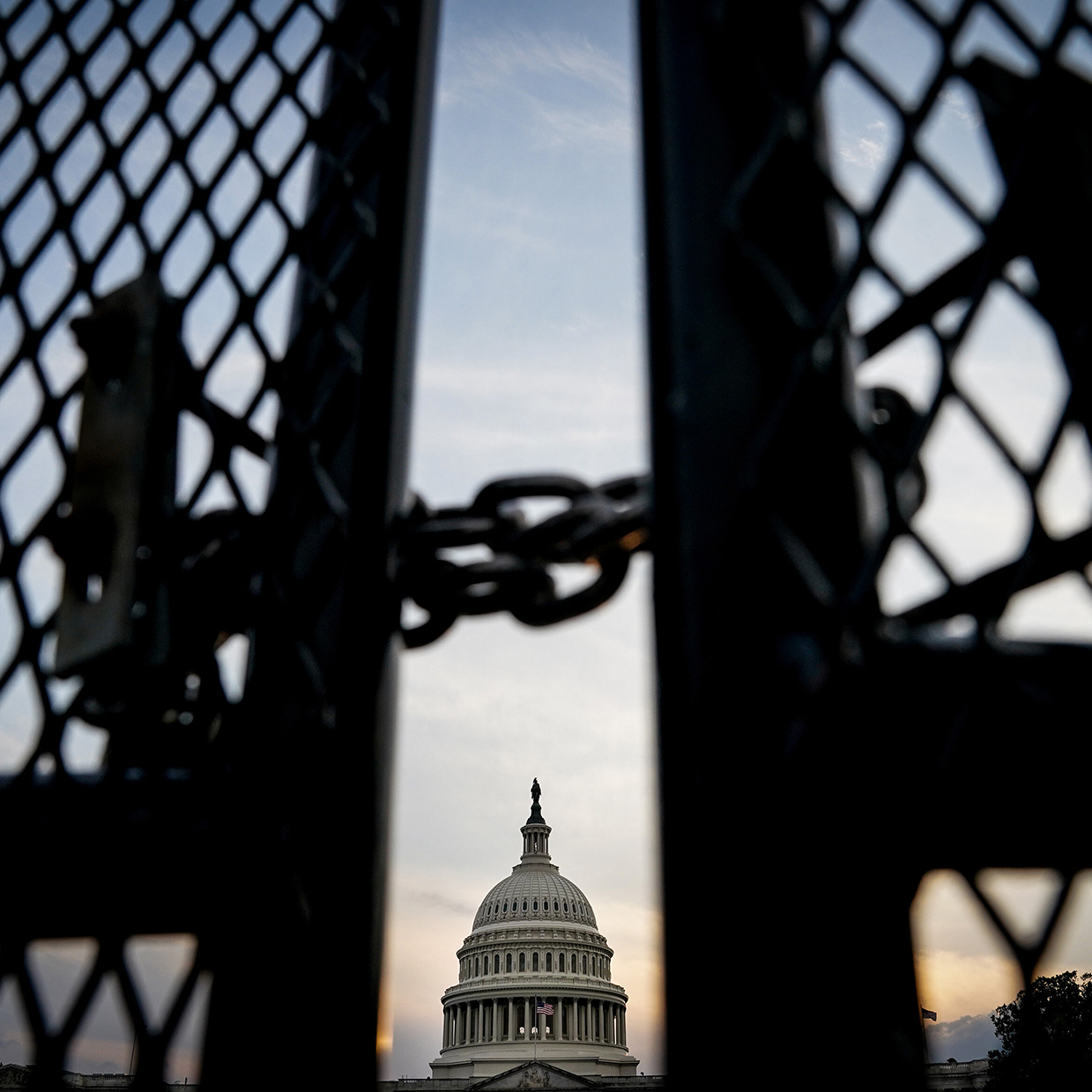 Security fencing surrounds the Capitol ahead of President Joe Biden's address to a joint session of Congress in Washington on Wednesday, April 28, 2021. (Erin Schaff/The New York Times)